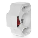 R-12WS-B Rozgałęźnik potrójny z wyłącznikiem, bis; 1X2P+Z, 2X 2P-płaskie; biały