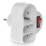 R-12WS Rozgałęźnik potrójny z wyłącznikiem, 1X2P+Z, 2X 2P-płaskie; biały