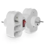 R-12WS Rozgałęźnik potrójny z wyłącznikiem, 1X2P+Z, 2X 2P-płaskie; biały