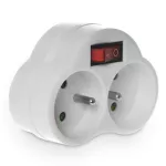 R-270WS Rozgałęźnik podwójny z wyłącznikiem, 2x2P+Z, 16A, 230V; biały