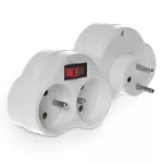 R-270WS Rozgałęźnik podwójny z wyłącznikiem, 2x2P+Z, 16A, 230V; biały