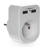R-1USB Rozgałęźnik z uziemieniem; 1p+Z, 2xUSB 2.1A; biały