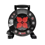 PB-EXT/25M/3X2,5/H07BQ-F Przedłużacz bębnowy EXTREME LINE; 4x2p+Z; IP44; 16A; H07BQ-F; 3x2,5; 25m; CZARNY