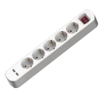 PS-570WS+USB/1,5/3,0 H/H Przedłużacz z pięciokrotnym gniazdem z wyłącznikiem; Schuko i USB; 5X2p+Z; 16A; 3m; biały