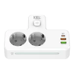 R-270SWS/CA biały Rozgałęźnik podwójny z włącznikiem; 2x gniazda wtyczkowe z uziemieniem schuko, 2xgniazdo USB A, 1xgniazdo USB C