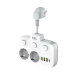 R-273SWS/CA biały Rozgałęźnik podwójny z indywidualnym włącznikiem do każdego gniazda; 2x gniazda wtyczkowe z uziemieniem schuko, 3xgniazdo USB A, 1xgniazdo USB C