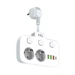 R-273SWS/CA biały Rozgałęźnik podwójny z indywidualnym włącznikiem do każdego gniazda; 2x gniazda wtyczkowe z uziemieniem schuko, 3xgniazdo USB A, 1xgniazdo USB C