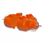 R-270P IP44 Rozgałęźnik podwójny 2x2P+Z, 16A, 250V; IP 44; pomarańczowy