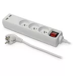 PS-370WS+USB/3,0 E Przedłużacz z trzykrotnym gniazdem z wyłącznikiem i USB;ECO; 3X2p+Z; 10A; 3m; biały