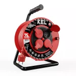 PB-PRO/S/25M/3X2,5/H05RR-F Przedłużacz bębnowy PROFESSIONAL LINE; 4x2p+Z; IP44; 16A; H05RR-F; 3x2,5; 25m; czerwony