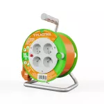 PB-ST/M/15M/3X1/H05VV-F Przedłużacz bębnowy ECO LINE, 4x2p+Z, 10A, 2300W, przewód 3x1mm H05VV-F; 15m; pomarańczowy