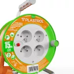 PB-ST/M/15M/3X1/H05VV-F Przedłużacz bębnowy ECO LINE, 4x2p+Z, 10A, 2300W, przewód 3x1mm H05VV-F; 15m; pomarańczowy