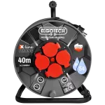 Przedłużacz zwijany bębnowy Ø274 IP54, 4x2P+Z z klapką, gniazdo schuko,przewód czarny H05RR-F 3G2,5mm, 40m, 16A, prowadzenie przewodu, bezpiecznik termiczny