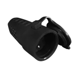 Gniazdo gumowe przenośne 1-krotne, 1x2P+Z IP-44 250~/16A czarne z klapką G-10G