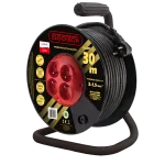 Przedłużacz zwijany na bębnie 4x2P+Z guma H05RR-F 3x1,5mm² - 30m MAX.3600W z zabezpieczeniem termicznym, seria Strong PZB-40-30G