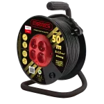 Przedłużacz zwijany na bębnie 4x2P+Z guma H05RR-F 3x1,5mm² - 50m MAX.3600W z zabezpieczeniem termicznym, seria Strong PZB-40-50G