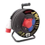 Przedłużacz siłowy zwijany na bębnie IP-44 2x2P+Z 230V~MAX.3600W + gniazdo 3P+N+Z 400V~MAX.6000W H05RR-F 5x2,5mm² - 25m SPZ1-12-2,5-25G