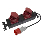 Przedłużacz WARSZTATOWY, siłowy IP-44, 2x3P+N+Z 400V~/16A guma czarny H07RN-F 5x1,5mm² - 3m PWP-33-3