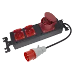 Przedłużacz WARSZTATOWY IP-44, 2x2P+Z 230V~/16A + gniazdo 3P+N+Z 400V~/16A guma czarny H07RN-F 5x1,5mm² - 1,5m PWP-113-1,5
