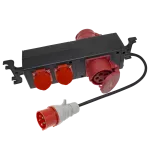 Przedłużacz WARSZTATOWY IP-44, 2x2P+Z 230V~/16A +2x gniazdo 3P+N+Z 400V~/16A guma czarny H07RN-F 5x1,5mm² - 1,5m PWG-1133-1,5