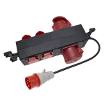 Przedłużacz WARSZTATOWY IP-44, 4x2P+Z 230V~/16A +2x gniazdo 3P+N+Z 400V~/16A guma czarny H07RN-F 5x1,5mm² - 3m PWG-111133-3