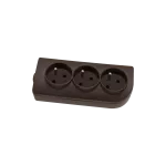 Gniazdo przenośne 3-krotne, 3x2P+Z 250V~/16A brązowe z otworami do montażu GN-30-3