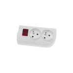 Gniazdo przenośne 2-krotne, 2x2P+Z 250V~/16A białe z podświetlanym wyłącznikiem i otworem do montażu GN-20W