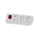 Gniazdo przenośne 3-krotne, 3x2P+Z 250V~/16A białe z podświetlanym wyłącznikiem i otworami do montażu GN-30W
