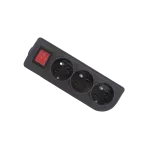 Gniazdo przenośne 3-krotne, 3x2P+Z 250V~/16A czarne z podświetlanym wyłącznikiem i otworami do montażu GN-30W-2