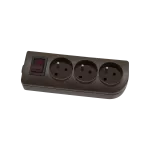 Gniazdo przenośne 3-krotne, 3x2P+Z 250V~/16A brązowe z podświetlanym wyłącznikiem i otworami do montażu GN-30W-3