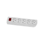 Gniazdo przenośne 5-krotne, 5x2P+Z 250V~/16A białe z podświetlanym wyłącznikiem i otworami do montażu GN-50W