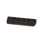 Gniazdo przenośne 5-krotne, 5x2P+Z 250V~/16A brązowe z podświetlanym wyłącznikiem i otworami do montażu GN-50W-3