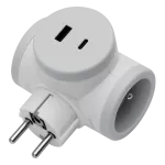 Rozgałęźnik z ładowaniem USB A + C 2-krotny 2x2P+Z gniazda okrągłe 250V~/16A  R-20CU