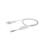 Przewód przyłączeniowy z przełącznikiem z zalewaną wtyczką płaską biały PVC 250V~/2,5A 2x0,5mm² - 2m S-13W-0,5-2-1
