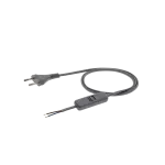 Przewód przyłączeniowy z przełącznikiem z zalewaną wtyczką płaską srebrny PVC 250V~/2,5A 2x0,5mm² - 2m S-13W-0,5-2-14