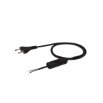 Przewód przyłączeniowy z przełącznikiem z zalewaną wtyczką płaską czarny PVC 250V~/2,5A 2x0,75mm² - 2m S-13W-0,75-2-2