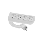 Przedłużacz przenośny 4-krotny, 4x2P+Z biały 250V~/10A 3x1mm² PVC - 1,5m z zalewaną wtyczką kątową UNISCHUKO, Economic EPS-401,5