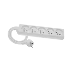 Przedłużacz przenośny 5-krotny, 5x2P+Z biały 250V~/10A 3x1mm² PVC - 1,5m z zalewaną wtyczką kątową UNISCHUKO, Economic EPS-501,5
