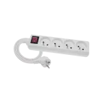 Przedłużacz przenośny 4-krotny, 4x2P+Z biały z podświetlanym wyłącznikiem 250V~/10A 3x1mm² PVC - 3m z zalewaną wtyczką kątową UNISCHUKO, Economic EPS-403W