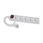 Przedłużacz przenośny 5-krotny, 5x2P+Z biały z podświetlanym wyłącznikiem 250V~/10A 3x1mm² PVC - 2m z zalewaną wtyczką kątową UNISCHUKO, Economic EPS-502W