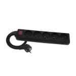 Przedłużacz przenośny 5-krotny, 5x2P+Z czarny z podświetlanym wyłącznikiem 250V~/10A 3x1mm² PVC - 2m z zalewaną wtyczką kątową UNISCHUKO, Economic EPS-502W-2