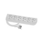 Przedłużacz przenośny 6-krotny, 6x2P+Z biały 250V~/10A 3x1mm² PVC- 10m z zalewaną wtyczką kątową UNISCHUKO i otworami do montażu, Classic PSN-601