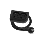 Przedłużacz przenośny 2-krotny, 2x2P+Z czarny 250V~/10A 3x1mm² PVC- 7m z zalewaną wtyczką kątową UNISCHUKO i otworem do montażu, Classic PSN-207-2