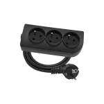 Przedłużacz przenośny 3-krotny, 3x2P+Z czarny 250V~/10A 3x1mm² PVC- 5m z zalewaną wtyczką kątową UNISCHUKO i otworami do montażu, Classic PSN-305-2