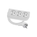 Przedłużacz przenośny 3-krotny, 3x2P+Z biały 250V~/16A 3x1,5mm² PVC- 2m z zalewaną wtyczką kątową UNISCHUKO i otworami do montażu, Classic PSN-302-1,5