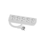 Przedłużacz przenośny 5-krotny, 5x2P+Z biały 250V~/16A 3x1,5mm² PVC- 2m z zalewaną wtyczką kątową UNISCHUKO i otworami do montażu, Classic PSN-502-1,5