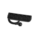 Przedłużacz przenośny 5-krotny, 5x2P+Z czarn 250V~/16A 3x1,5mm² PVC- 5m z zalewaną wtyczką kątową UNISCHUKO i otworami do montażu, Classic PSN-505-1,5-2