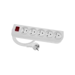 Przedłużacz przenośny 5-krotny, 5x2P+Z biały z podświetlanym wyłącznikiem 250V~/10A 3x1mm² PVC- 1,5m z zalewaną wtyczką kątową UNISCHUKO i otworami do montażu, Classic PSN-501,5W