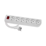 Przedłużacz przenośny 6-krotny, 6x2P+Z biały z podświetlanym wyłącznikiem 250V~/10A 3x1mm² PVC- 2m z zalewaną wtyczką kątową UNISCHUKO i otworami do montażu, Classic PSN-602W