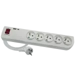 Przedłużacz 5-krotny, 5x2P+Z biały z podświetlanym wyłącznikiem 250V~/10A 3x1,0mm² PVC - 5m z zalewaną wtyczką kątową UNISCHUKO i otworami do montażu oraz z portami USB PSU-505W
